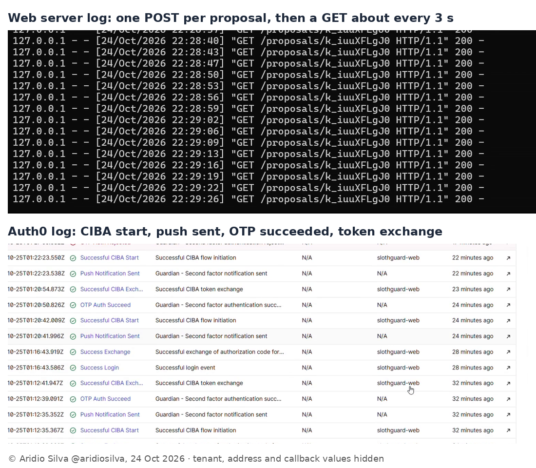 Web server log and Auth0 log