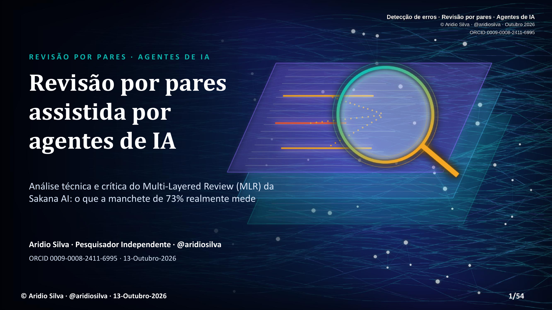 Revisão por Pares Assistida por Agentes de IA - slide 1 de 54